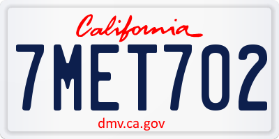 CA license plate 7MET702