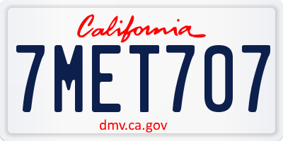 CA license plate 7MET707