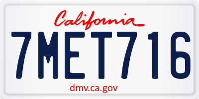 CA license plate 7MET716