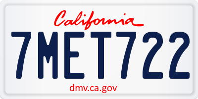 CA license plate 7MET722