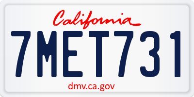 CA license plate 7MET731