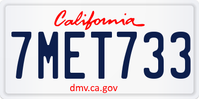 CA license plate 7MET733