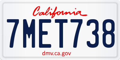CA license plate 7MET738