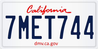 CA license plate 7MET744