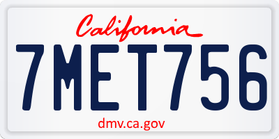 CA license plate 7MET756