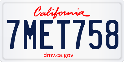 CA license plate 7MET758