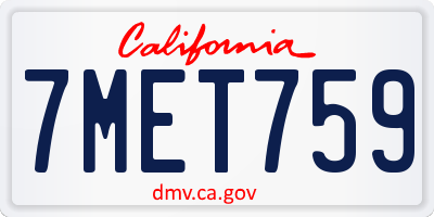 CA license plate 7MET759