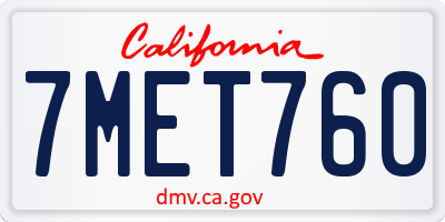 CA license plate 7MET760