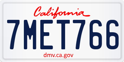 CA license plate 7MET766