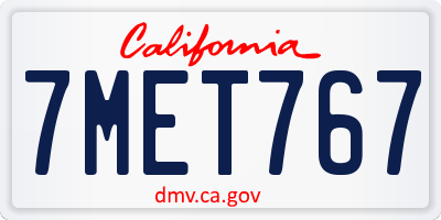 CA license plate 7MET767