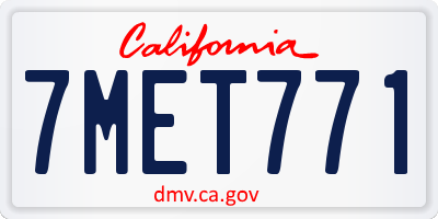 CA license plate 7MET771