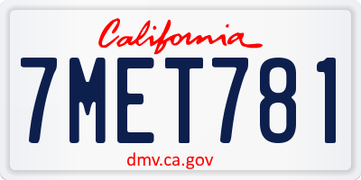 CA license plate 7MET781