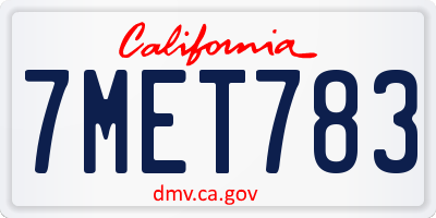 CA license plate 7MET783