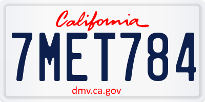 CA license plate 7MET784