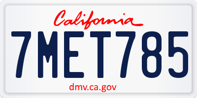 CA license plate 7MET785