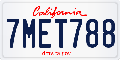 CA license plate 7MET788