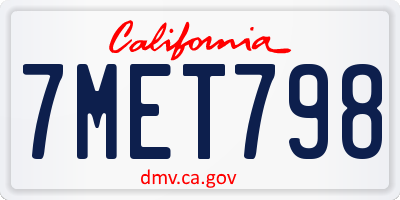CA license plate 7MET798