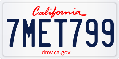 CA license plate 7MET799