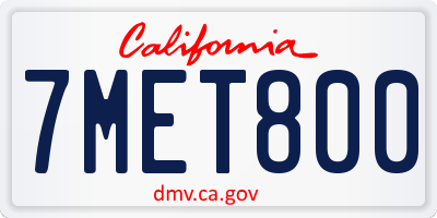 CA license plate 7MET800
