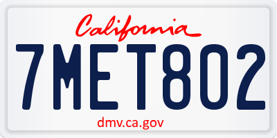 CA license plate 7MET802