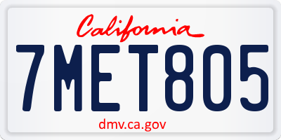 CA license plate 7MET805