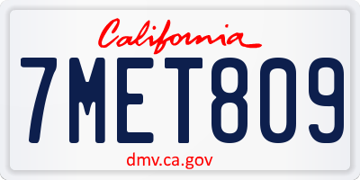 CA license plate 7MET809