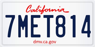 CA license plate 7MET814
