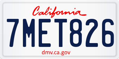 CA license plate 7MET826