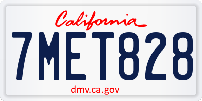 CA license plate 7MET828