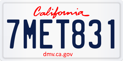 CA license plate 7MET831