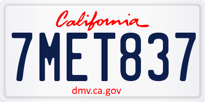 CA license plate 7MET837