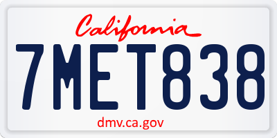 CA license plate 7MET838