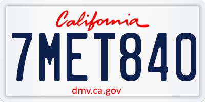 CA license plate 7MET840