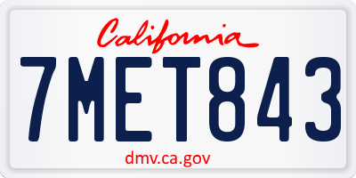 CA license plate 7MET843