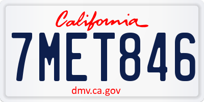 CA license plate 7MET846