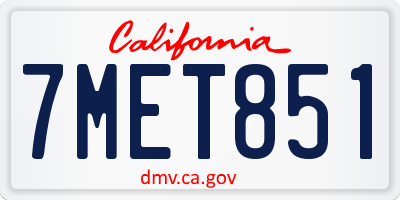 CA license plate 7MET851