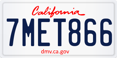 CA license plate 7MET866