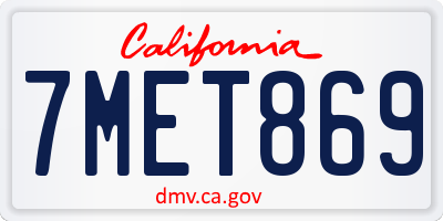 CA license plate 7MET869