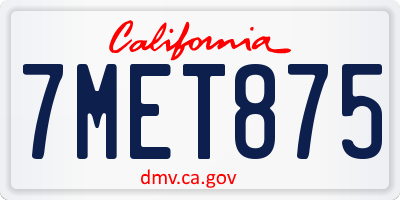 CA license plate 7MET875