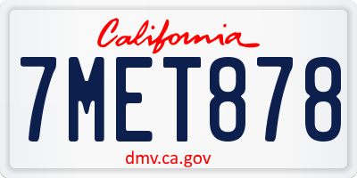 CA license plate 7MET878