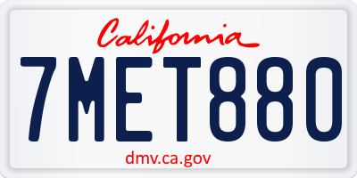 CA license plate 7MET880