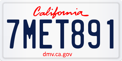 CA license plate 7MET891