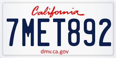 CA license plate 7MET892