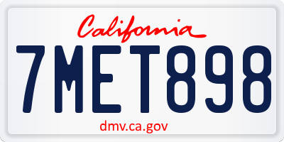 CA license plate 7MET898
