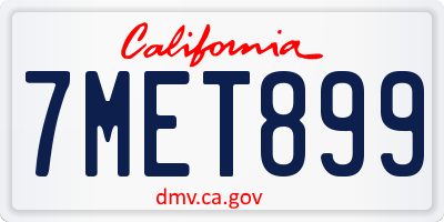 CA license plate 7MET899
