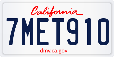 CA license plate 7MET910