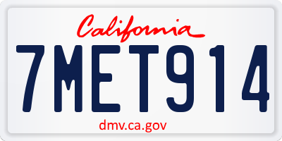 CA license plate 7MET914