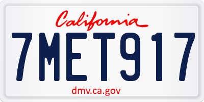 CA license plate 7MET917