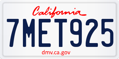 CA license plate 7MET925