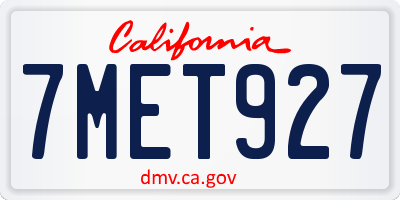 CA license plate 7MET927